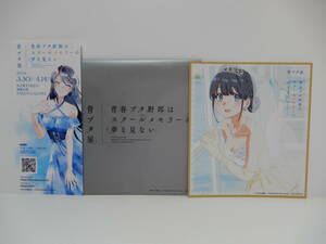 美品 青春ブタ野郎はスクールメモリーの夢を見ない 青ブタ展 入場特典 チケット 入場券 あおぶた ミニ色紙 牧之原翔子 桜島麻衣　非売品