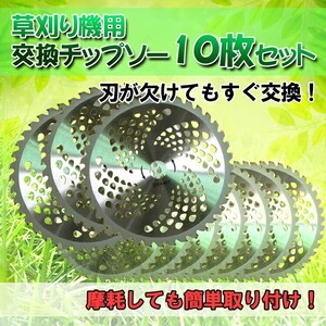 1円 チップソー 10枚 セット 替刃 交換 刃こぼれ 刃毀れ 欠け 摩耗 軽い 軽量 草刈機 草刈り機 255mm 25.4mm 40T 刃数 zk126