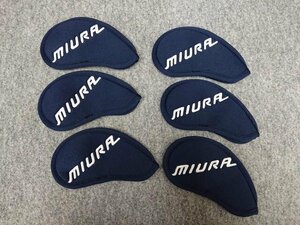 美品！ 三浦技研 MIURA ミウラ アイアン用 ヘッドカバー 6個セット 青 ネイビー