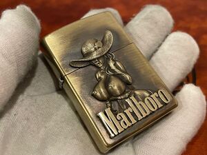 1円 ZIPPO ライター マルボロ Marlboroジッポ Zippoオイルライター真鍮製 中古品 喫煙グッズ ジッポー 火花確認済R658227