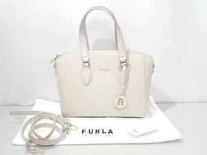 【超美品】FURLA フルラ MINERVA ミネルヴァ 2WAYバッグ/ハンド&ショルダー/保存袋付き/本革/約20×30×10cm/ライトベージュ/02KO011808-8