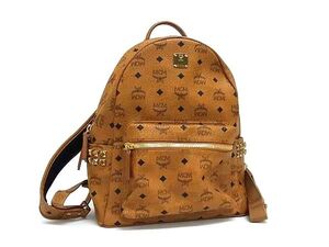 1円 ■極美品■ MCM エムシーエム モノグラム ヴィセトス柄 レザー リュックサック バックパック デイパック ブラウン系 FF2803