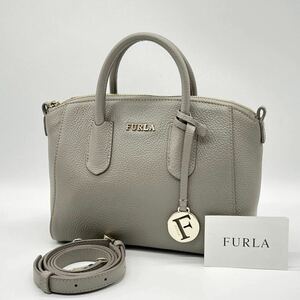 【極美品】FURLA フルラ TESSA テッサ ハンドバッグ 2way ショルダーバッグ 手持ち 手提げかばん 斜め掛け 冠婚葬祭 グレージュ EJ000111