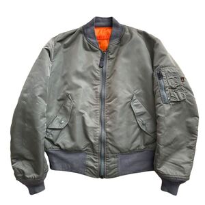 美品 90s ビンテージ ALPHA INDUSTRIES MA-1 フライトジャケット USA製 M アルファ ミリタリー セージグリーン カーキ ヴィンテージ