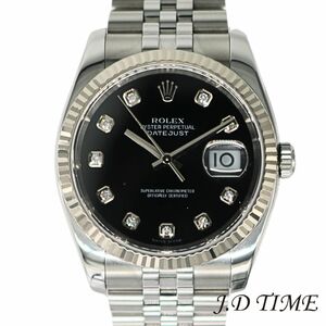 ROLEX【ロレックス】 デイトジャスト36　116234G/D番 ブラック文字盤 10Pダイヤモンド メンズ【USED】(KOY-2411) 