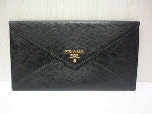 PRADA プラダ レザー 長財布 黒 ブラック エンベロープ型 ウォレット 1MF175 VITELLO MOVE 封筒型 a