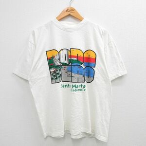 L/古着 半袖 ビンテージ Tシャツ メンズ 00s サンタマルタ コロンビア 海 コットン クルーネック 白 ホワイト 23aug08 中古 2OF