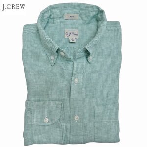 J.Crew ジェイクルー ベアードマクナット スリムフィット リネンシャツ アイリッシュリネン カジュアルシャツ 長袖 千鳥格子 Sea GLA/S