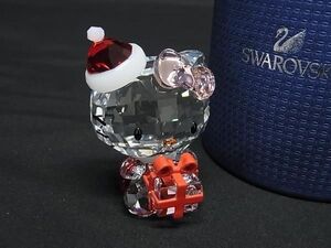 ■新品■未使用■ SWAROVSKI スワロフスキー サンリオ コラボ ハローキティ クリスタル オブジェ 置物 クリア×レッド系 FB3721