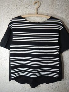 ｎ9582　23区　ニジュウサンク　レディース　半袖　ボーダー　異素材　切り替え　デザイン　tシャツ　カットソー　人気　送料格安