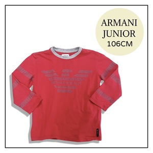 ARMANI JUNIOR アルマーニ ジュニア ロゴプリント 長袖 Tシャツ ロンT レッド size 4A 106CM キッズ 国内正規品