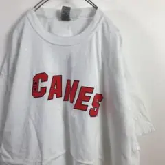 アメリカ古着　CANES NHL チームロゴ　プリント　オーバーサイズ　Tシャツ