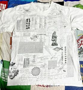 レア 80s 80年代 ヴィンテージ 数学 数式 プリントTシャツ Tシャツ XLサイズ オールオーバープリント 偉人Tシャツ 偉人 アインシュタイン 