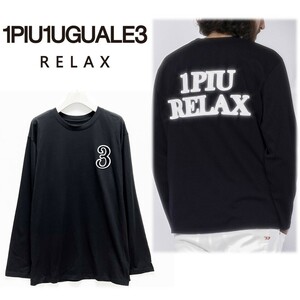 《1PIU1UGUALE3 RELAX ウノ ピュ ウノ ウグァーレ トレ》新品 立体ビッグロゴワッペン クルーネックロンT Tシャツ カットソー L S0309