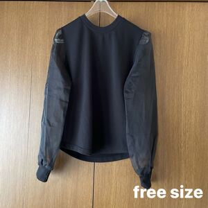 試着のみ　袖シースルー長袖シャツ　free