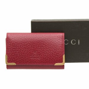 ★A2325 新品 グッチ レザー 6連 キーケース 120945 レッド×ゴールド金具 GUCCI メンズ レディース★