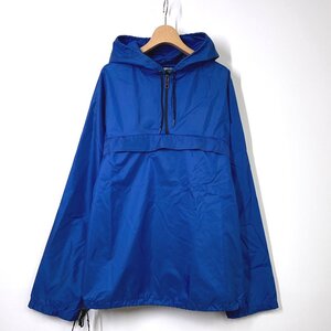 【70s USA製】OUTDOOR PRODUCTS アウトドアプロダクツ フード付き ハーフジップ ジャケット L ブルー 青 プルオーバー ツリータグ HA5972