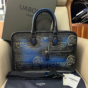 最上級EU製 参考定価40万◆UABONI*ユアボニ*幻のパティーヌ*ブリーフケース*EU製◆ビジネスバッグ 手染 本革 カーフスキン 鞄 UN JOUR