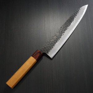 包丁 牛刀 240mm 8寸 青紙スーパー 堺孝行 黒槌目 黒打 黒打ち 日本製 和牛刀 ステンレス シェフナイフ