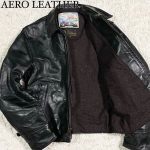 【天下一品】 エアロレザー AERO LEATHER 【入手困難】 シングル ライダース レザージャケット ホースハイド メンズ サイズ36