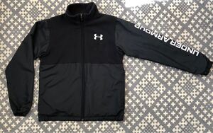 150cm(YLG) 黒 アンダーアーマー UNDER ARMOUR ジュニア ウーブン ハイブリッド ジャケット 子供キッズ フリースウインド 1375486 ブラック