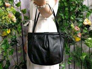 ●超美品●LOEWE ロエベ●アナグラム●ロゴ型押し●ラム レザー 本革●ハンド バッグ●黒●シルバー金具●腕掛け●かばん●Js48632