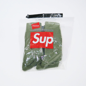 SUPREME シュプリーム x Hanes ヘインズ HANES CREW SOCKS(4 PACK) ソックス 靴下 オリーブ Augz