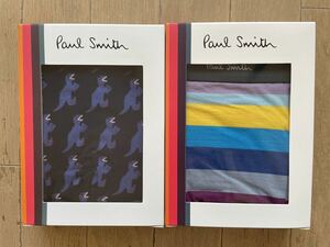 即決！ポールスミス！PAUL SMITH SHORT BOXER ショートボクサー 2枚組 LL ボーダー柄 サックス&恐竜柄 ネイビー