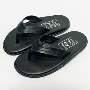 美品 アイランドスリッパ ISLAND SLIPPER トングサンダル PB202 ATRAS BLACK レザー 黒 23cm相当