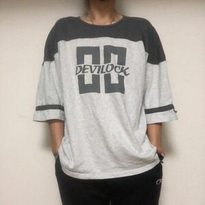 ビンテージ00s デビロックdevilockニット　フットボールTシャツY2Kストリート系