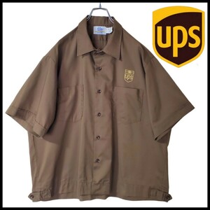 US古着 RIVERSIDE × UPS 半袖 ワークシャツ オールドロゴ ビンテージ XL USA製 洗濯プレス済 ネコポス可 【w22】