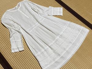 ユニクロ★ロング チュニック 長袖 白 レース★サイズS