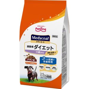 （まとめ買い）ペットライン メディコート 満腹感ダイエット 11歳から 2.5kg(500g×5) 犬用フード 〔×3〕