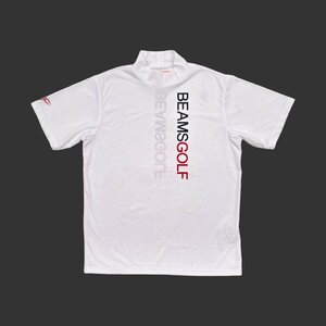 BEAMS GOLF ビームス ゴルフ ロゴプリント ハイネック ドライ 半袖Tシャツ カットソー Sサイズ /白/ホワイト/メンズ/日本製/スポーツ