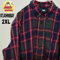 usa古着 STJOHNSBAY ネルシャツ　2XL　ネイビー グレー レッド