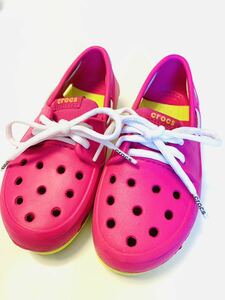 美品 crocs クロックス サンダル ピンク / イエロー　C12サイズ　18cm