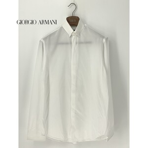 A8432/美品 春夏 GIORGIO ARMANI ジョルジオアルマーニ 黒ラベル コットン 長袖 ドレス Yシャツ 39/15 1/2 M程 白/イタリア製 メンズ