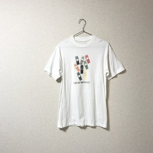 希少 90s★EMPORIO ARMANI エンポリオアルマーニ★メンズ 時計 プリント Tシャツ 白 ホワイト シングルステッチ 管:A:10