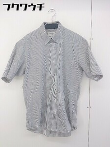 ◇ ORIHICA オリヒカ ストライプ ボタンダウン 半袖 ドレスシャツ ワイシャツ サイズ L ホワイト ブラック メンズ