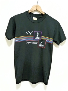 80’ｓ ビンテージ Oregon Coast オレゴンコースト Tシャツ 半袖 M 黒 USA製 Velba Sheen 50/50ポリコットン 男女兼古着 美品