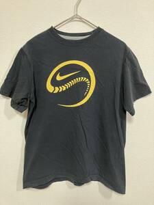 NIKE Tシャツ プリントロゴ 黒 レディース Lサイズ【管理番号A45】