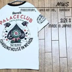 日本製 MWS エムダブルエス Ｔシャツ 両面プリント リンガーネック