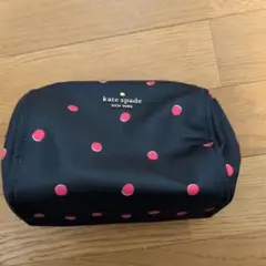 kate spade 黒赤水玉ポーチ