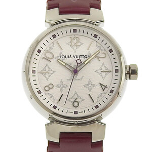 ルイヴィトン LOUIS VUITTON タンブール レディース クォーツ 腕時計 モノグラム ヴェルニ ホワイト文字盤 QZ116 QA116 8988