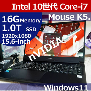 ★ ゲーミング * マウスコンピューター Mouse K5 10世代 i7 10750U nVIDIA GeForce 1.0T/SSD NVMe 16G 1920x1080 Windows11 XPA12