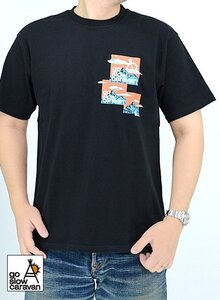 USAコットン山ロゴ半袖Tシャツ◆go slow caravan ブラックLサイズ 391910 ゴースローキャラバン アウトドア フェス