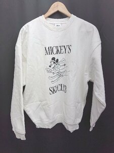 ◇ MOUSSY × Disney ミッキーマウス 裏起毛 かわいい 長袖 トレーナー サイズF ホワイト レディース P