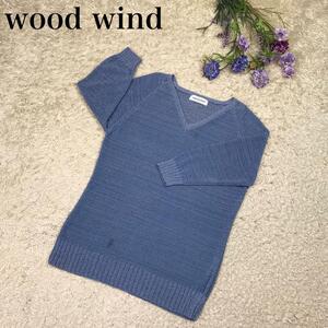 【透け感◎】wood wind Vネックサマーニットトップス　 A1250