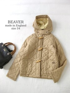 美品☆イギリス製☆Beaver of Bolton☆キルティングジャケット☆ベージュ☆34(7号)☆キルティングコート☆bshop