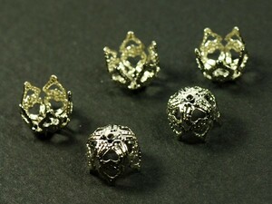 アクセサリーパーツ 金具 ビーズキャップ ベル型座金 9mm 銀色 シルバー 5コ入り 外径8.5mm 厚み（高さ）7mm UZ40-7-SV